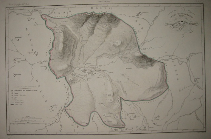Zuccagni-Orlandini Attilio (1784-1872) Carta topografica della Delegazione di Benevento 1844 Firenze